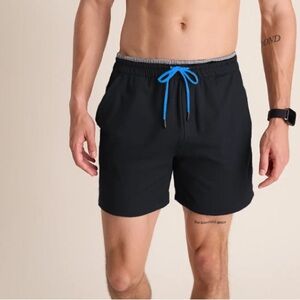 Chubbies Black Swim Trunks with Blue Drawstring